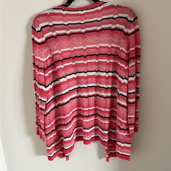Northern Reflections Women’s Pink and Black Striped Cardigan Sweater Size XL - Picture 3 of 6